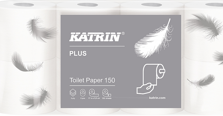 KATRIN PLUS toaletní papír 3-V bílý 150 útr. 16525